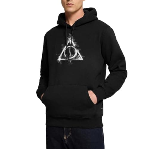 Image of Spreadshirt Harry Potter Deathly Hallows Icon Men's Organic Hoodie, 5XL, black