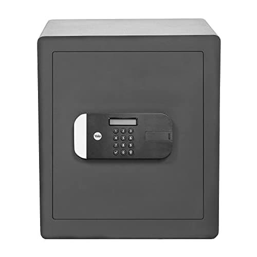 Image of Yale Large Maximum Security Fingerprint Safe, Sold Secure Silver, Secured by Design approved, Digital Keypad, LED Light Indicators, Steel Locking Bolts, Emergency Override Key – YSFM/400/EG1