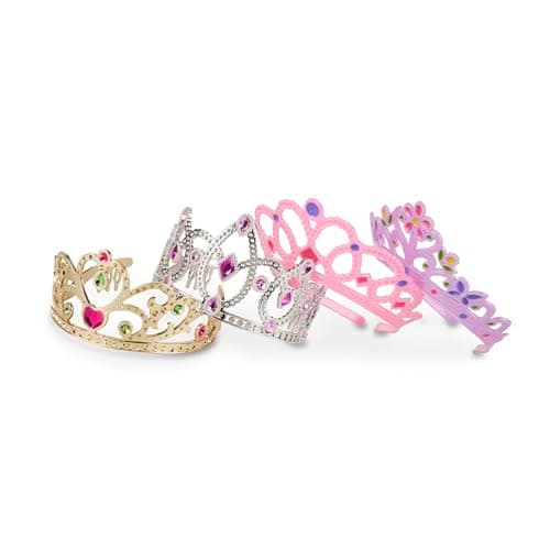 Image of Melissa & Doug Kids Princess Tiara 4 piece set | Costume Role Play Toys | Fancy Dress for Kids & Toddlers | Dressing Up for Girls or Boys | Pretend Play Gifts Age 3-6