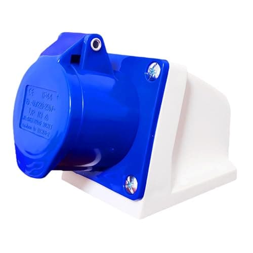 Image of 16A 240V Industrial Plug and Socket,3-Pin 1Phase 2P+E IP44 Waterproof Connector Heavy-Duty Explosion‑Proof Blue Nylon Replacement for Camping Caravan Workshops Construction Industry and Outdoor Use