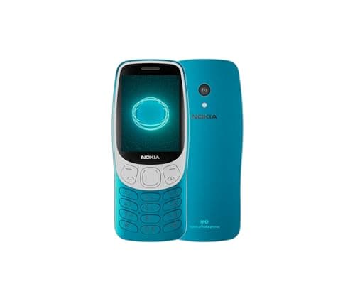 Image of Nokia 3210 feature phone with 4G, 2.4" display, Retro design, 2MP camera, Dual SIM, Cloud Apps, 1450mAh battery, USB Type-C charging, Micro SD slot up to 32GB, Bluetooth 5.0 - Scuba Blue
