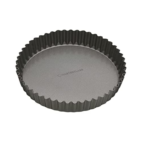 Image of MasterClass Non-Stick Loose Tart and Quiche Tin with PTFE, PFOA and BPA Free Non Stick, Robust 1mm Thick Carbon Steel, Fluted Carbon Steel, Round 23cm (9''), Sleeved