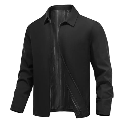 Image of Allthemen Mens Lightweight Casual Bomber Jacket Spring Windbreaker Baseball Sports Cargo Outwear Solid Color Black S