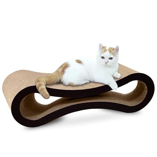 Image of PetsTown Cat Scratcher Board, Durable Cardboard Cat Scratching Pad with Catnip for Indoor Cats, Large