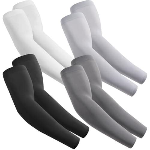 Image of fuinloth Arm Sleeves Compression UV Protection Gaming Sleeve to Cover Arms Cricket Running for Men/Women Black+Dark Grey+Light Grey+White