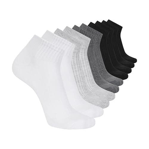 Image of Skechers Men's 10 Pack Cushioned Quarter Crew Socks, White/Steel Grey/Black, 43-47