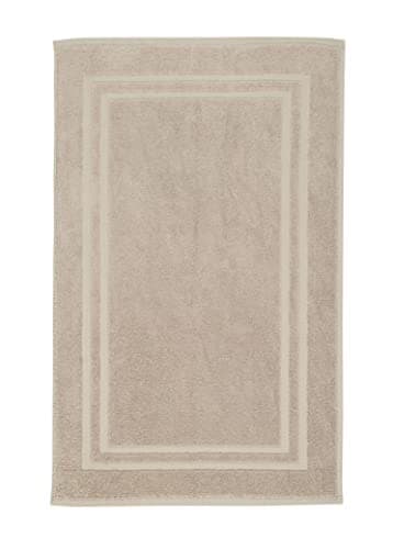 Image of La Maison 100% Cotton Super Soft and Absorbent Bath Mat Shower Mat 50cms x 80cms Hotel Frame Stripe Border (Stone)