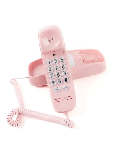Image of MCHEETA Corded Wall Phone, Landline Phones for Seniors with Large Buttons, Office Desk Phone with Adjustable Loud Volume & Lighted Keypad, Durable Basic Design for Home, Pink