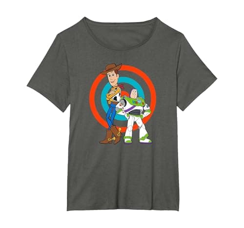 Image of Disney Pixar Toy Story Buzz Lightyear and Woody T-Shirt, Women's Plus, Asphalt Grey, 3X