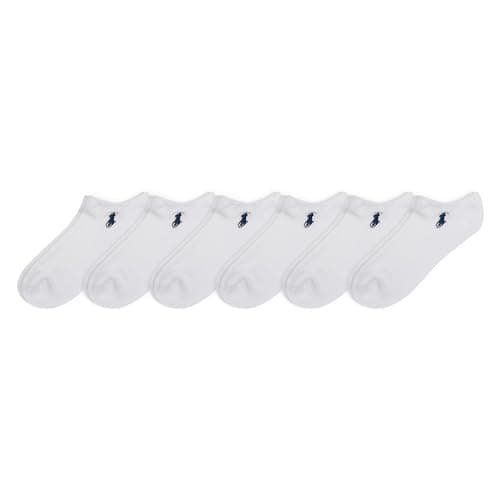 Image of POLO RALPH LAUREN Women's Performance Cotton Low Cut Socks-6 Pair Pack-Breathable Mesh & Sport Cushioning, White, 3.5-9 UK (Pack of 6)