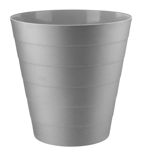 Image of Divan Beds Deals Grey Round 6L Waste Bin | Small Trash Can for Kitchen, Bathroom, Office | Compact Plastic Dustbin for Home, Bedroom Desk | Durable Lightweight Garbage Bin Indoor Use