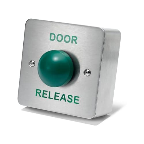 Image of SecureMyDoor - DOOR RELEASE Green Dome Button Push Press To Exit Switch - Brushed Stainless Steel, Versatile & Easy Installation, Ideal for Commercial, Residential, and Industrial Buildings.