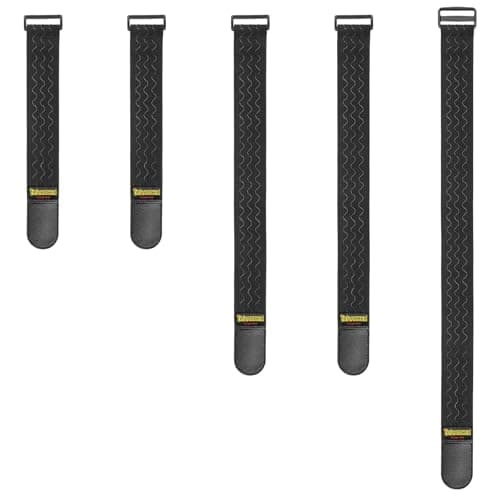 Image of Trilancer Elastic Cinch Straps with Anti-Slip Strips, 3 Size Combo(5-Pack) Heavy Duty Hook and Loop Storage Straps for Extension Cords, Cables, Ropes, Hoses, Bike, RV, Pant Garters,Garage Organization