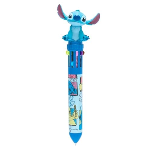 Image of Grupo Erik Multicoloured Pen - Disney Stitch Gifts | 10 In 1 Ballpoint Pen With 3D Topper - 10 Colours Pens, Back To School Stationery Supplies | Disney Gifts Under 10 Pounds, Stitch Stationery