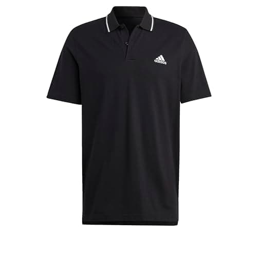 Image of adidas Men's Essentials Piqué Small Logo Polo Shirt, Black, S