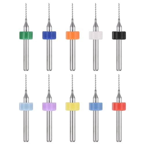 Image of PATIKIL 10 Pack 0.7mm Micro Drill Bits 1/8" Shank Carbide Tungsten Steel 135° Mini Small Bits Print Circuit Board Drilling Tool for CNC Engraving Precision Machinery