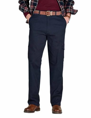 Image of Pegasus Men's Cargo Trouser with Hidden Stretch Waistband Functional and Comfortable Pants Navy 36W / 29L