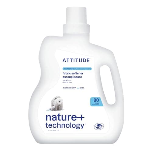 Image of ATTITUDE Liquid Fabric Softener, Plant-Based & Vegan, HE Compatible, Naturally Derived, Wildflowers Scent, 80 Loads, 2 Liters