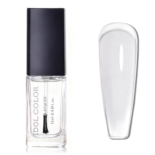 Image of Clear Nail Polish - 2-in-1 Base and Top Coat Nail Polish - Clear nail Varnish Quick Dry - 60 Seconds Breathable Nail polish - No Chip Long Lasting nail Polish for Women DIY Smooth & Glossy Nails