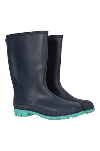 Image of Mountain Warehouse Plain Kids Wellies - Waterproof, Soft Jersey Lined Wellington Boots with Gripped Sole for Boys & Girls - For Spring Summer, Rain, School, Outdoors Navy Kids Shoe Size 11 UK
