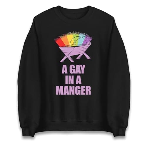 Image of A Gay in Manger Christmas Jumper, Unisex Christmas Festival Jumper Black