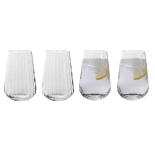 Image of Dartington Crystal Cheers! Optic Tall Tumbler, Set of 4, 400ml Each Crystal, Dishwasher Safe for Water, Drinks, Juices, Mocktails