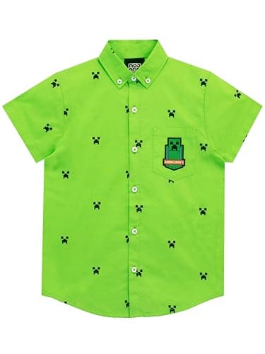 Image of Minecraft Boys Creeper Shirt Green Age 5 to 6 Years