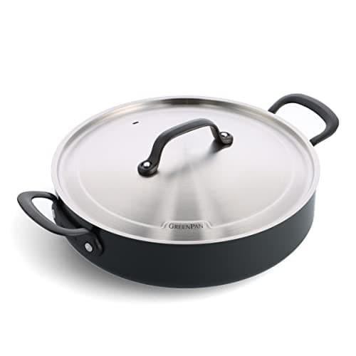 Image of GreenPan Craft Healthy Ceramic Non-Stick 30 cm/4.9 Litre Sauté Pan with Lid, PFAS-Free, Metal Safe, Cast Stainless Steel Handles, Induction Suitable, Oven Safe, Black