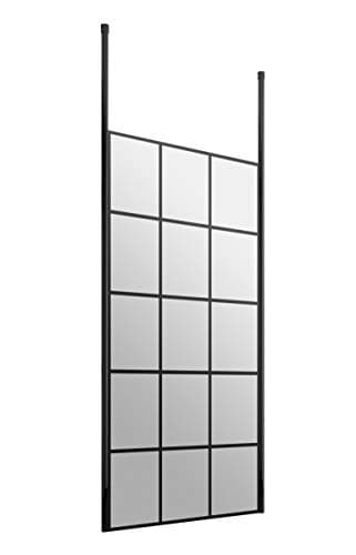 Image of Hudson Reed BFCP080 Modern Bathroom Black Framed Free Standing Wetroom Screen with 2 Ceiling Posts, 800mm,