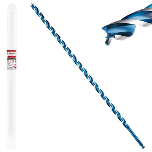 Image of Keewaki 10mm x 460mm 3-Flute Auger Drill Bit for Wood – Extra Long Wood Drill Bits with Hex Shank, Heavy Duty Spiral Bit for Fast & Clean Deep Hole Drilling in Timber