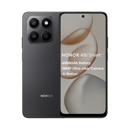 Image of HONOR 400 Smart,5G Unlocked Mobile Phones,6.77-Inch 120Hz Eye Comfort Display,6350mAh Battery,50MP Ultra-clear Camera,Instant AI Button,4GB+128GB,5-star Drop Resistance,Dual SIM, Android 15,Black