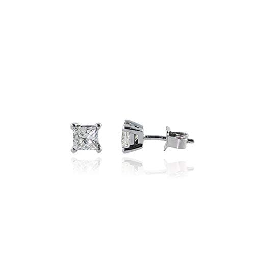 Image of 18ct White Gold Diamond Earrings/Princess Cut 0.25 Carat/Gift For Her, Women, Mum, Daughter, Girlfriend, Partner