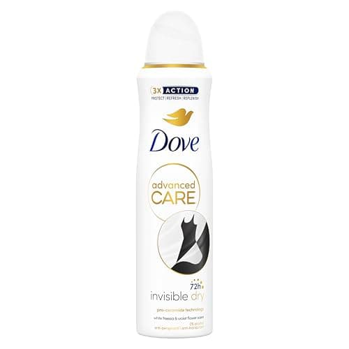 Image of Dove Advanced Care Invisible Dry Anti-Perspirant Aerosol Women's Deodorant Spray with Pro-Ceramide technology for 72 hour protection against sweat and odour 150 ml