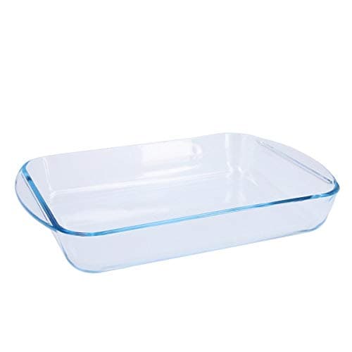 Image of Pyrex Rectangular Glass Roasting Dish, Clear, Size: 35 x 23 cm, Glass Rectangular Roaster, Oven Baking Dish, Highly Thermal Resistant: Oven, Microwave & Dishwasher Safe, GD030