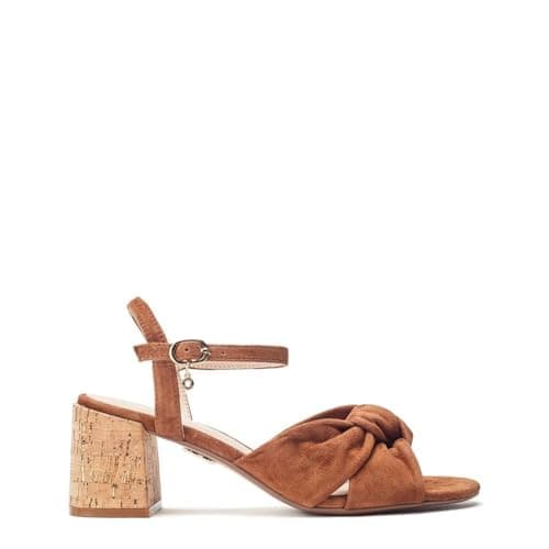 Image of Moda in Pelle Women's Mokara Tan Suede Block Heeled Sandals 4