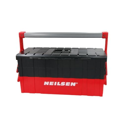 Image of Neilsen CT6467-5 Tray Folding Cantilever Tool Box, Durable PP+PA Plastic with Iron Handle, 46.6 x 22.4 x 21.7cm, Organiser for Screwdrivers, Wrenches, and Tools