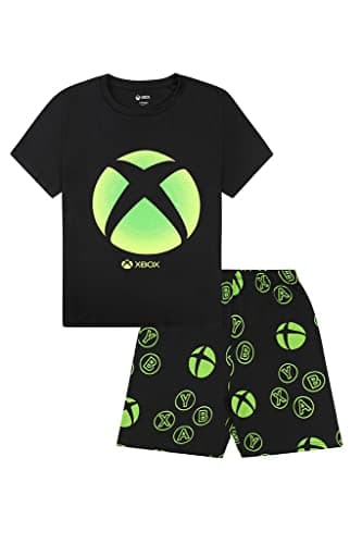 Image of Xbox Official Mens and Boys Matching Gaming Short Cotton Pyjama Set Black (6-7 Years)