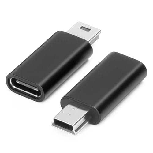 Image of AIYEEN USB-C to Mini USB Adapter (2 Pack), Aluminum Alloy Data Adapter, Compatible with Laptops/Tablets, Flash Drive, MP3 Players, Digital Cameras, Black
