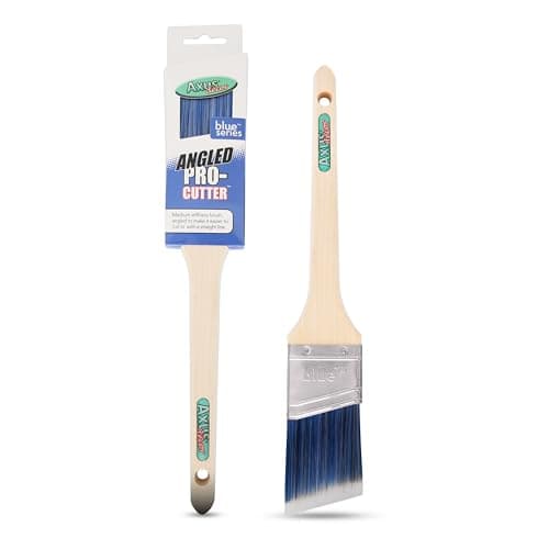 Image of Axus Decor Precision Angled Cutter Paint Brush (Blue Color) - 2"/50mm - Synthetic Filaments, Angled for cutting in with emulsion, Hardwood Handles, Rust-Resistant Stainless Steel