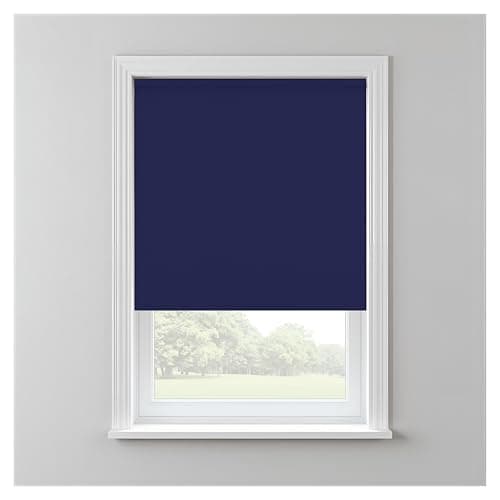Image of Thermal Blackout Roller Blinds for Window UV Protection Easy Fit Home Office Black out Blind for Bedroom, Trimmable Child Safe Navy Blue, 90cm Width x 165cm Drop