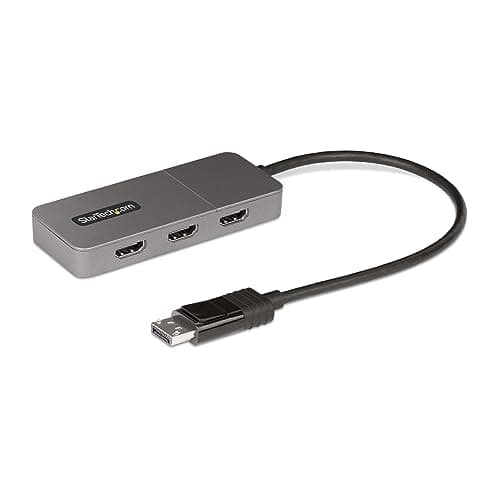 Image of StarTech.com 3-Port MST Hub - DisplayPort to 3x HDMI, Triple 4K 60Hz Monitors, DP 1.4 Multi-Monitor Video Adapter, 1ft (30cm) Built-in Cable, USB Powered, Windows Only (MST14DP123HD)