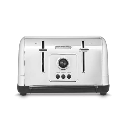 Image of Morphy Richards Venture Brushed 4 Slice Toaster - Brushed Stainless Steel - Defrost Setting - High Lift Feature - 240130