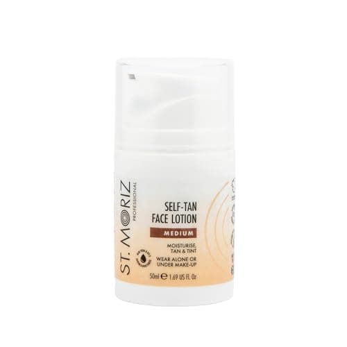Image of St Moriz Professional Medium Self Tan Face Lotion | With Aloe Vera & Vitamin E for Gradual & Natural Glow | Vegan Fake | Wear Alone or Under Makeup | No Wash Off Required | 50ml