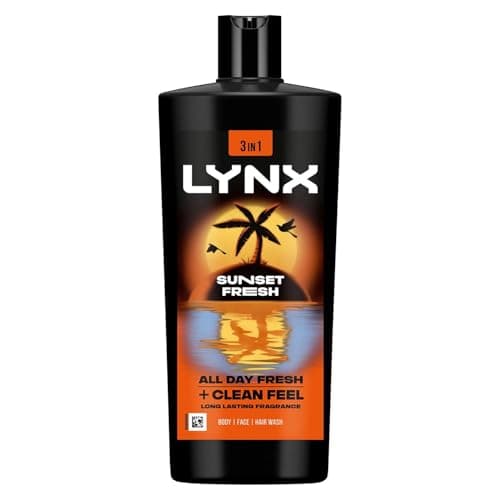 Image of Lynx Sunset Fresh XXL 3 in 1 Shower Gel for Men 700ml Hair Face & Body Wash 12H Sweat & Odour Protection Mango & Mandarin Fragrance Lynx Shower Gel for Men