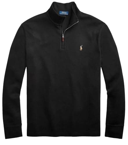 Image of Polo Ralph Lauren Polo Ralph Lauren Men's Classic Estate-Rib Quarter-Zip Pullover Sweater, (2024 Collection) Night Black, XXL