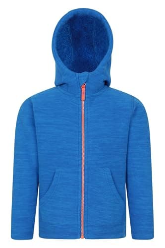 Image of Mountain Warehouse Snowdonia II Kids Hoodie - Full-zip Microfleece Top with Front Pockets for Boys & Girls - Best for Spring Summer, Camping, Outdoors & Hiking Blue Kids Size 3-4 Years