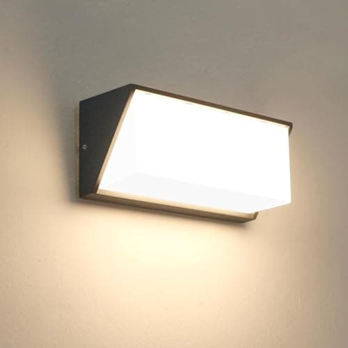 Image of HLFVLITE LED Outside Wall Light, Aluminum Outdoor Wall Lamp Exterior Garden Sconce, IP54 Waterproof, 870LM 3000K Warm White, Anthracite Gray