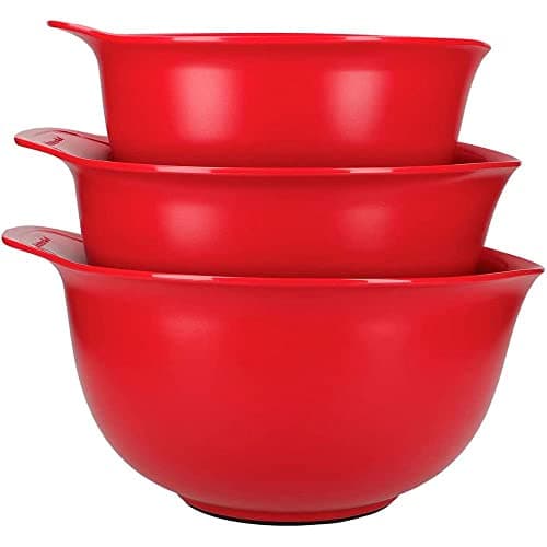 Image of KitchenAid Set of 3 Plastic Mixing Bowls, 2.4 L, 3.3 L and 4.3 L, Cherry Red