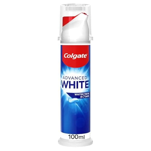 Image of Colgate Advanced White Toothpaste Pump 100 ml - Teeth whitening toothpaste - With active micro-cleaning crystals - Enamel safe toothpaste - Whiter teeth in 10 days - Clinically proven whiter teeth