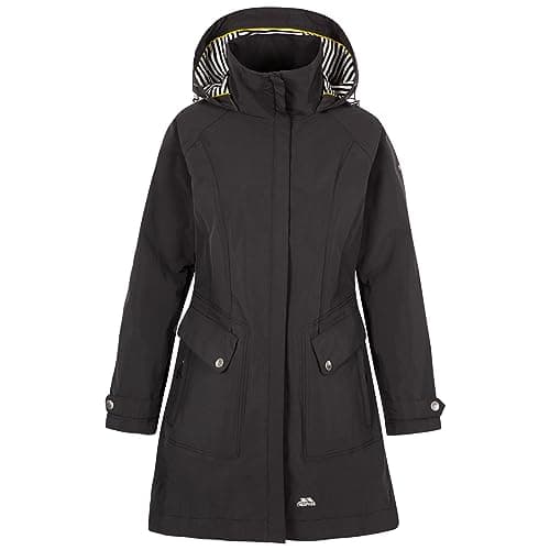 Image of Trespass Womens Jacket Rainy Day - Waterproof, Breathable, Taped Seam, Longer Length, Shell Taslan Fabric, Yarn-Dyed Striped Lining, Contrast Trims, Adjustable Hood, Multiple Pockets, Stud Cuffs
